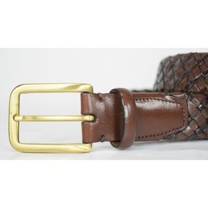 Cole Haan Brown Leather Braided Adjustable Belt